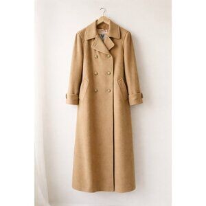 Vintage Camel Hair Long Coat Double Breasted Women USA Made Classic size 4P
